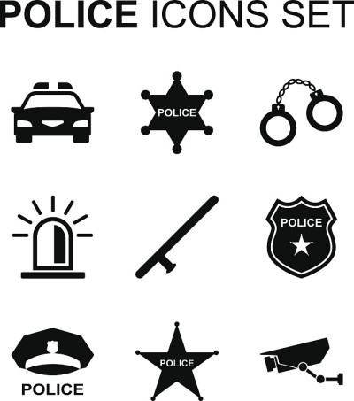 警察的图标集。矢量图