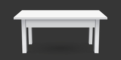 矢量3d表的对象表示。空的白色桌面孤立在黑色背景上。