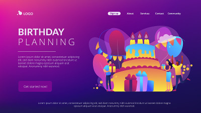 生日派对概念登陆页面。
