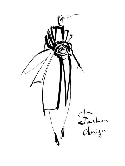 Fashion girl sketch hand drawn , stylized silhouet