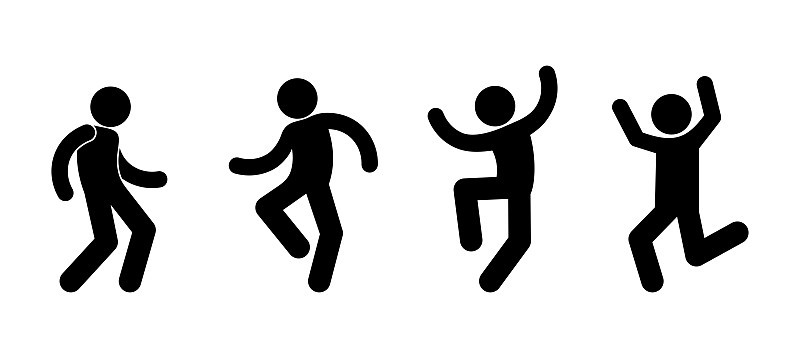 跳舞的人图标，棍棒插图，棍棒人物舞蹈