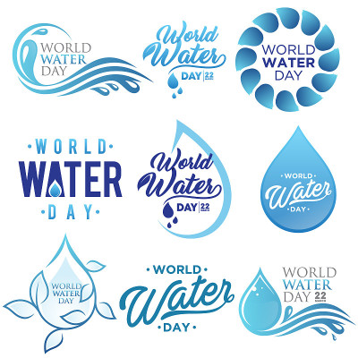 Set of letter world water day vector background fo