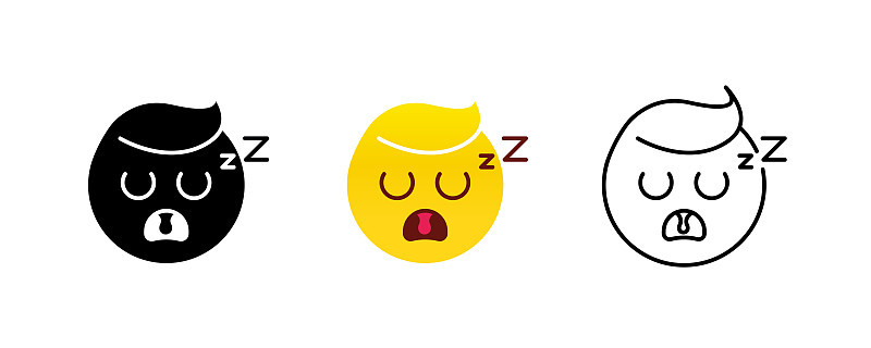 昏昏欲睡的emoji。表情符号矢量图标集。Save图标矢量。