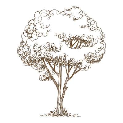 Eco park tree icon, hand drawn and outline style