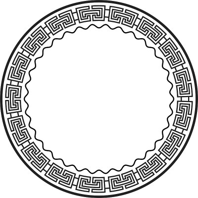中国圆形框架和轮廓元素。东方装饰。