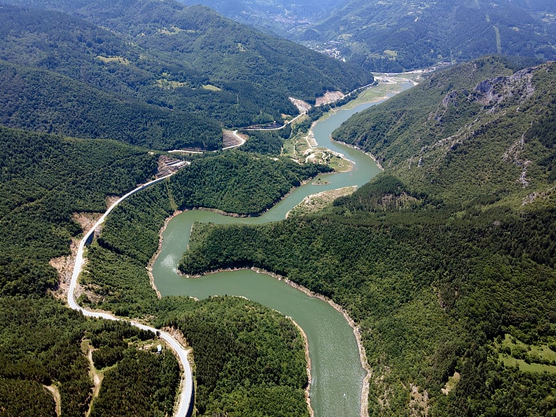 保加利亚Tsankov kamak水库鸟瞰图