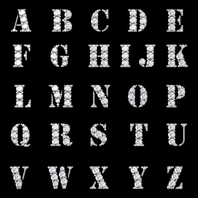 钻石字母表，从A到Z的字母，