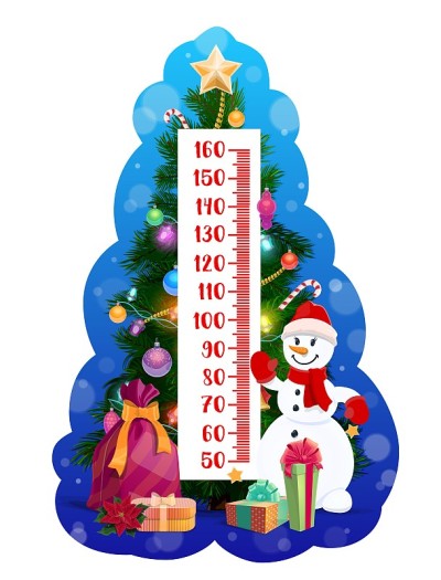 儿童身高表，圣诞树和雪人
