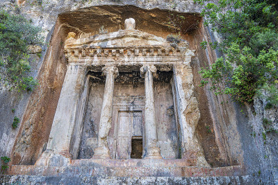 阿明塔斯墓的风景，在Fethiye Muğla。