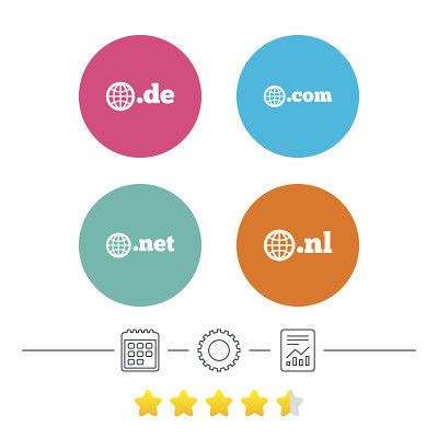 顶级域名的迹象。De, Com, Net和Nl。