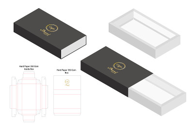硬纸幻灯片盒3d模型与dieline