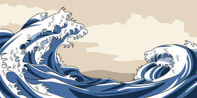 海日本风格日本纸风格背景