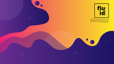 抽象的现代矢量背景。具有流体和几何形状的合成。