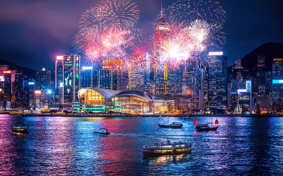 香港维多利亚港烟花表演
