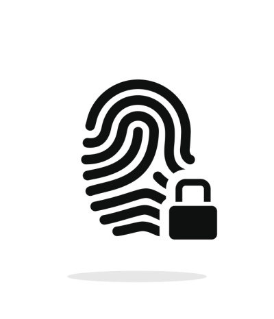 Fingerprint and thumbprint with lock icon on white