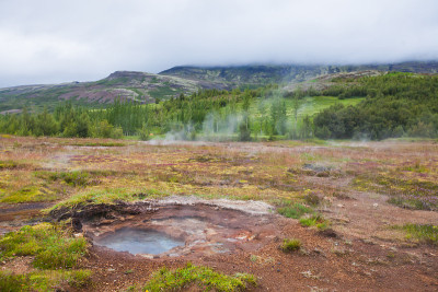冰岛著名的间歇泉Geysir Strokkur喷发