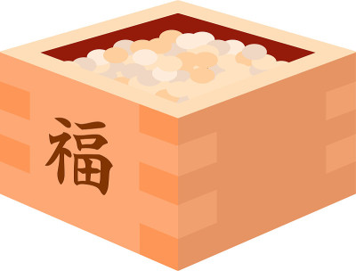 日本Setsubun的大豆被放进量箱