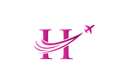 旅游标志设计与H字母向量。旅游的标志