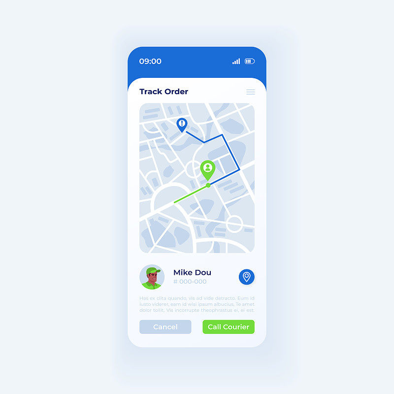 订单跟踪应用程序智能手机接口矢量模板