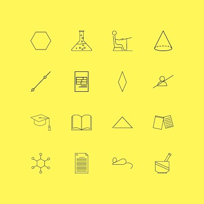 科学线性图标集。简单的轮廓图标