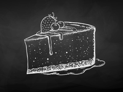 矢量粉笔插图的芝士蛋糕