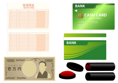 向量说明存折，印章和现金卡