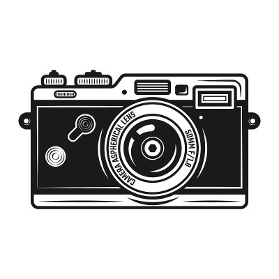 Retro photo camera vector object or design element
