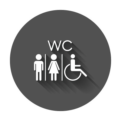 厕所，马桶平面矢量图标。男人和女人签字
