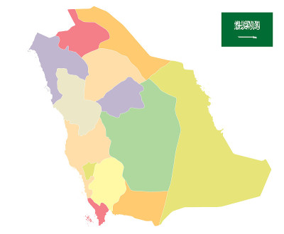 沙特阿拉伯地图行政区划-白色切割-无文字