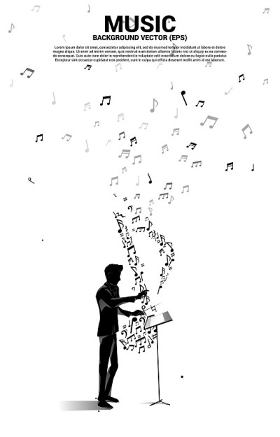 矢量指挥与音乐旋律音符舞蹈流动。