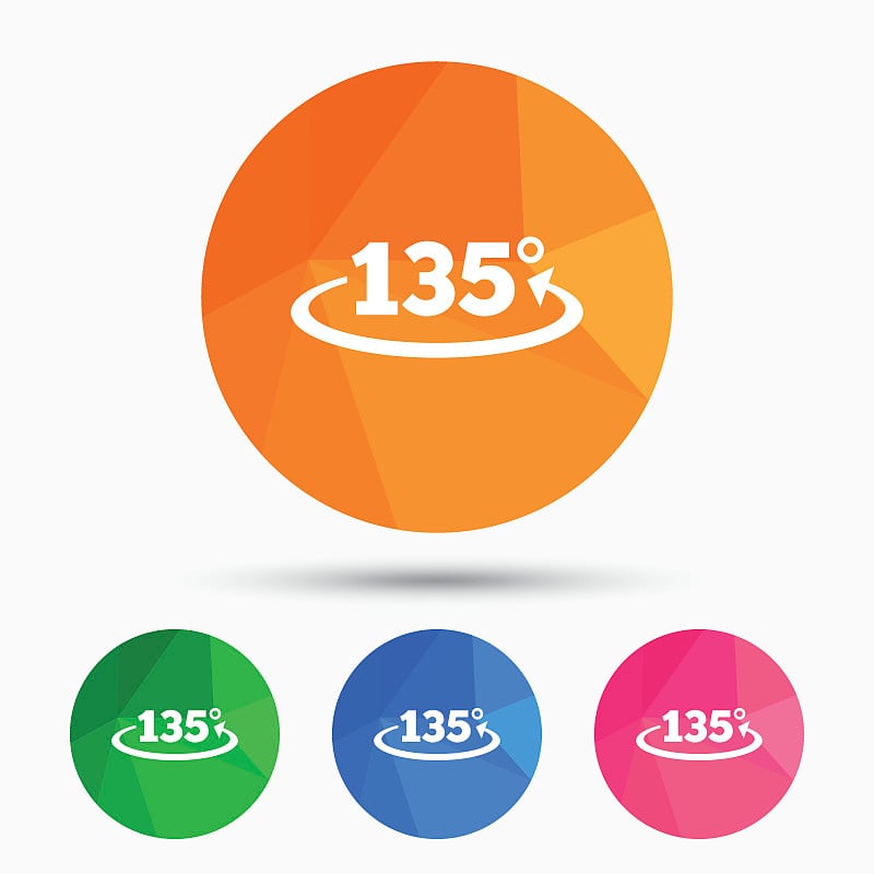 135度角，标志图标。几何数学符号