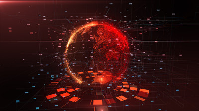 详细的虚拟行星地球的3d插图