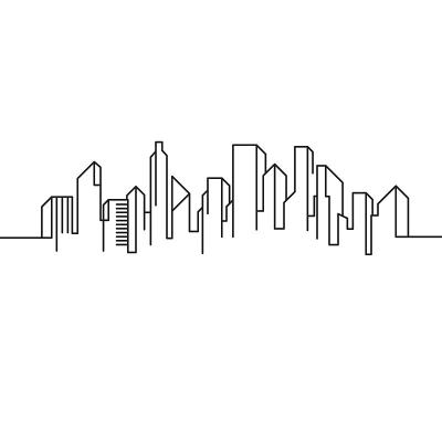城市建筑线条艺术矢量插图模板