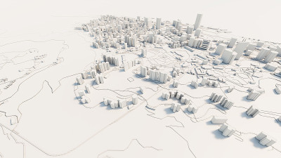 3d市中心白色商业中心