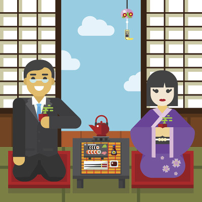 艺伎和商人茶道