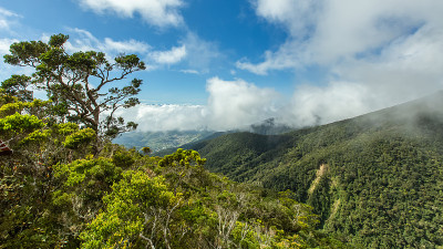从附近的马拉岗山顶俯瞰基纳巴卢山