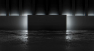 空现代画廊室内混凝土地板与空白装饰墙。博物馆和展览的背景概念。三维渲染