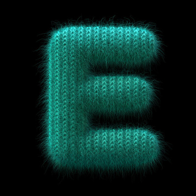 羊毛字母E -大写3d针织字体-适合冬季，针织或羊毛相关科目