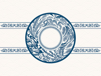 中国传统青花贺卡模板