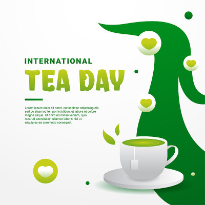 世界茶日问候时刻设计背景。国际茶日