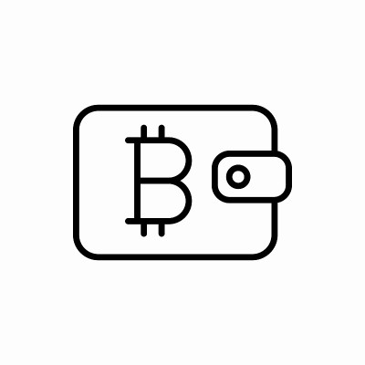 概述比特币钱包图标。比特币钱包硬币矢量插图。网络和移动的符号