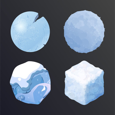 游戏设计中的雪块。游戏项目。