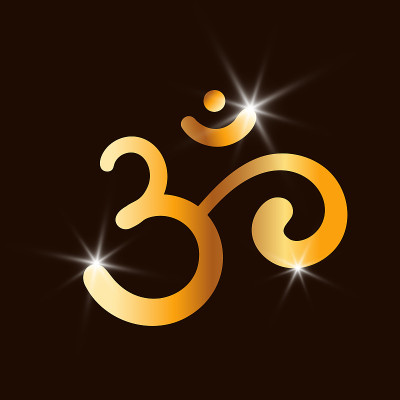 唵，唵，神圣的声音，原始的咒语，力量的话语，梵天、毗湿奴和湿婆神三位一体的象形符号。手绘瑜伽，冥想，