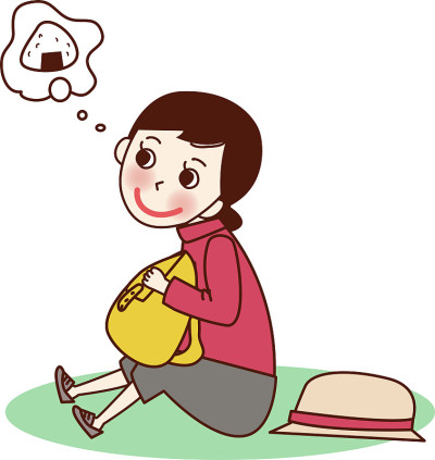 一个想休息一下吃饭团的女孩。
