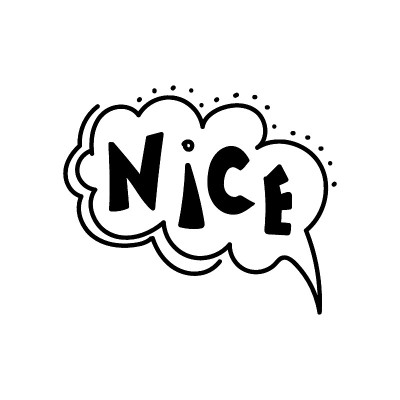 涂鸦讲话气泡漫画手绘风格。对话窗口与短语Nice