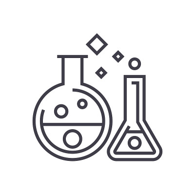 化学实验室，实验向量线图标，标志，背景插图，可编辑的笔画