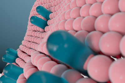 细胞膜与生物学，生物学概念，3d渲染。
