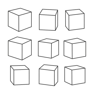 一套空白轮廓玩具砖，矢量插图着色书