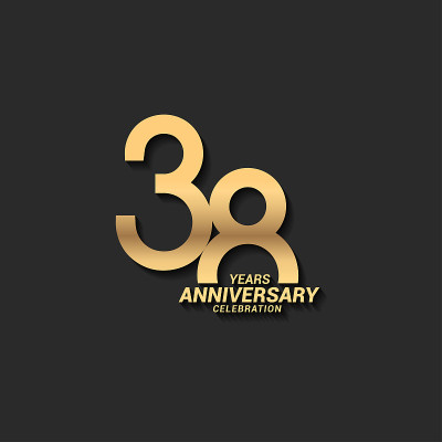 38周年纪念设计股票插图。公司简介、小册子、传单、杂志、宣传册、海报、网页、请柬、贺卡等金周年庆典会