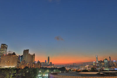 秋天的香港日落景观